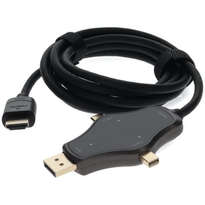 AddOn Networks HDMI4KDPMDPC-AA video cable adapter 70.9" (1.8 m) HDMI Type A (Standard) DisplayPort + Mini DisplayPort + USB Type-C Black1