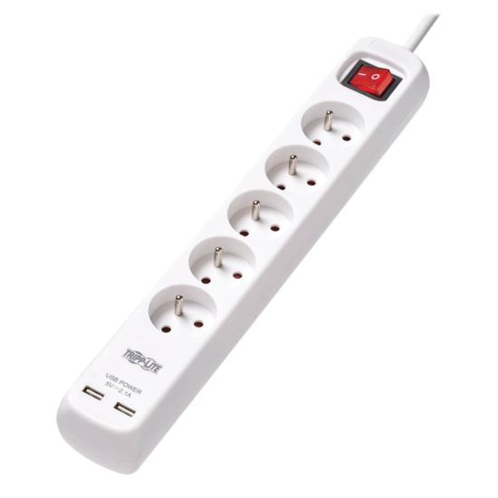 Tripp Lite PS5F3USB power extension 118.1" (3 m) 5 AC outlet(s) Indoor White1