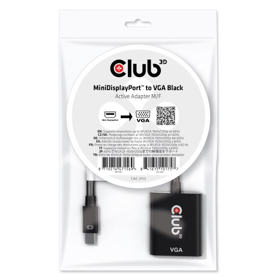 CLUB3D CAC-2113 cable gender changer Mini Displayport VGA Black1