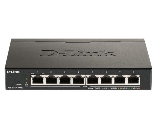 D-Link DGS-1100-08PV2 network switch Managed L2/L3 Gigabit Ethernet (10/100/1000) Power over Ethernet (PoE) Black1