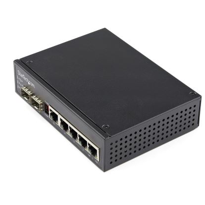 StarTech.com IES1G52UPDIN network switch Unmanaged Gigabit Ethernet (10/100/1000) Power over Ethernet (PoE) Black1