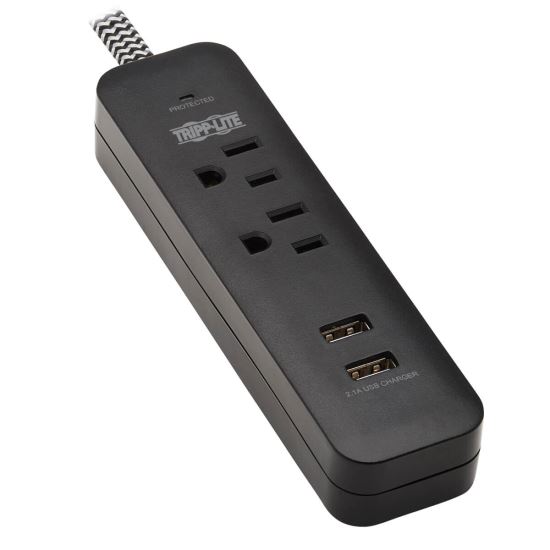 Tripp Lite TLP206USB surge protector Black 2 AC outlet(s) 110 - 125 V 72" (1.83 m)1