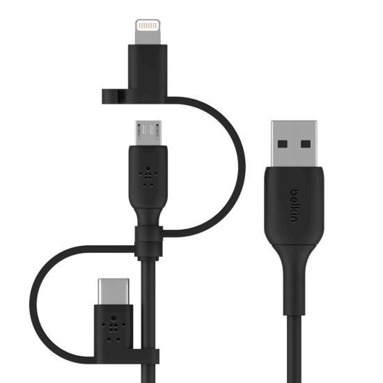 Belkin BOOST CHARGE USB cable 39.4" (1 m) USB A USB C/Micro-USB B/Lightning Black1