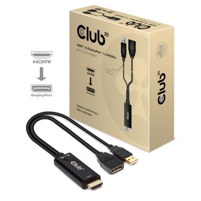 CLUB3D HDMI 2.0 TO DISPLAYPORT 1.2 4K60HZ HDR M/F ACTIVE ADAPTER Black1