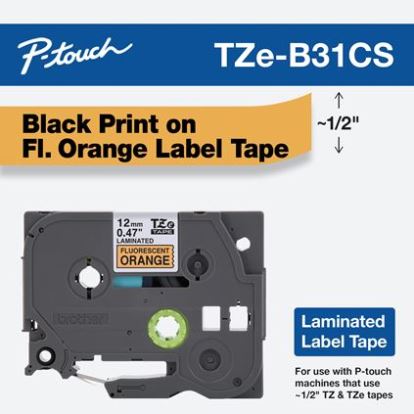Brother TZEB31CS label-making tape Black on fluorescent orange TZe1