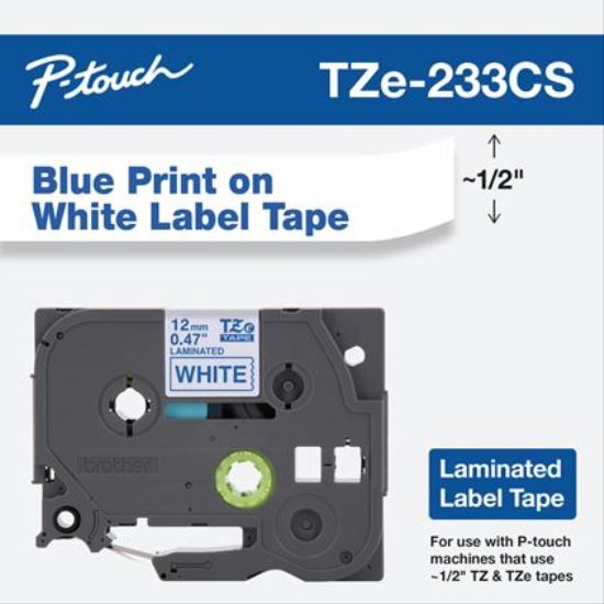 Brother TZE233CS label-making tape Blue on white TZe1