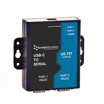 Brainboxes US-757 cable gender changer RS232 USB-C Black, Blue1