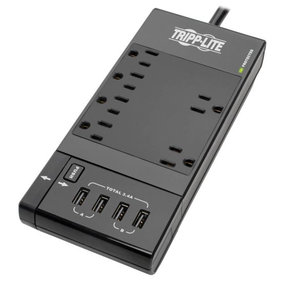 Tripp Lite TLP68UBAM surge protector Black 6 AC outlet(s) 120 V 96.1" (2.44 m)1