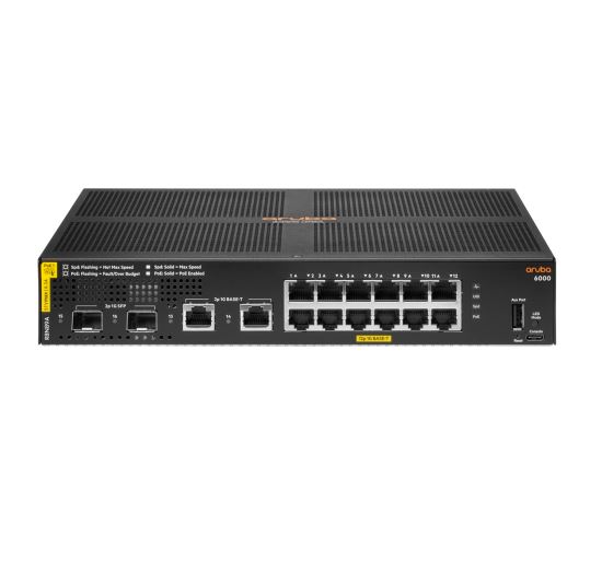 Hewlett Packard Enterprise Aruba 6000 12G Class4 PoE 2G/2SFP 139W Managed L3 Gigabit Ethernet (10/100/1000) Power over Ethernet (PoE) 1U1