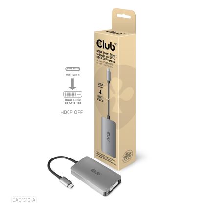 CLUB3D CAC-1510-A video cable adapter 9.84" (0.25 m) USB Type-C DVI Gray1