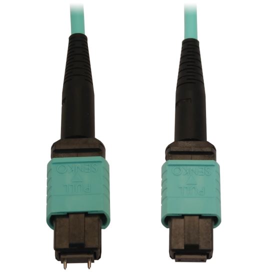 Tripp Lite N842B-10M-12-MF fiber optic cable 393.7" (10 m) MPO/MTP OFNR OM3 Aqua color, Black1