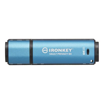 Kingston Technology IronKey Vault Privacy 50 USB flash drive 64 GB USB Type-A 3.2 Gen 1 (3.1 Gen 1) Blue1