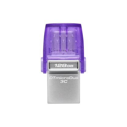 Kingston Technology DataTraveler microDuo 3C USB flash drive 128 GB USB Type-A / USB Type-C 3.2 Gen 1 (3.1 Gen 1) Stainless steel, Purple1